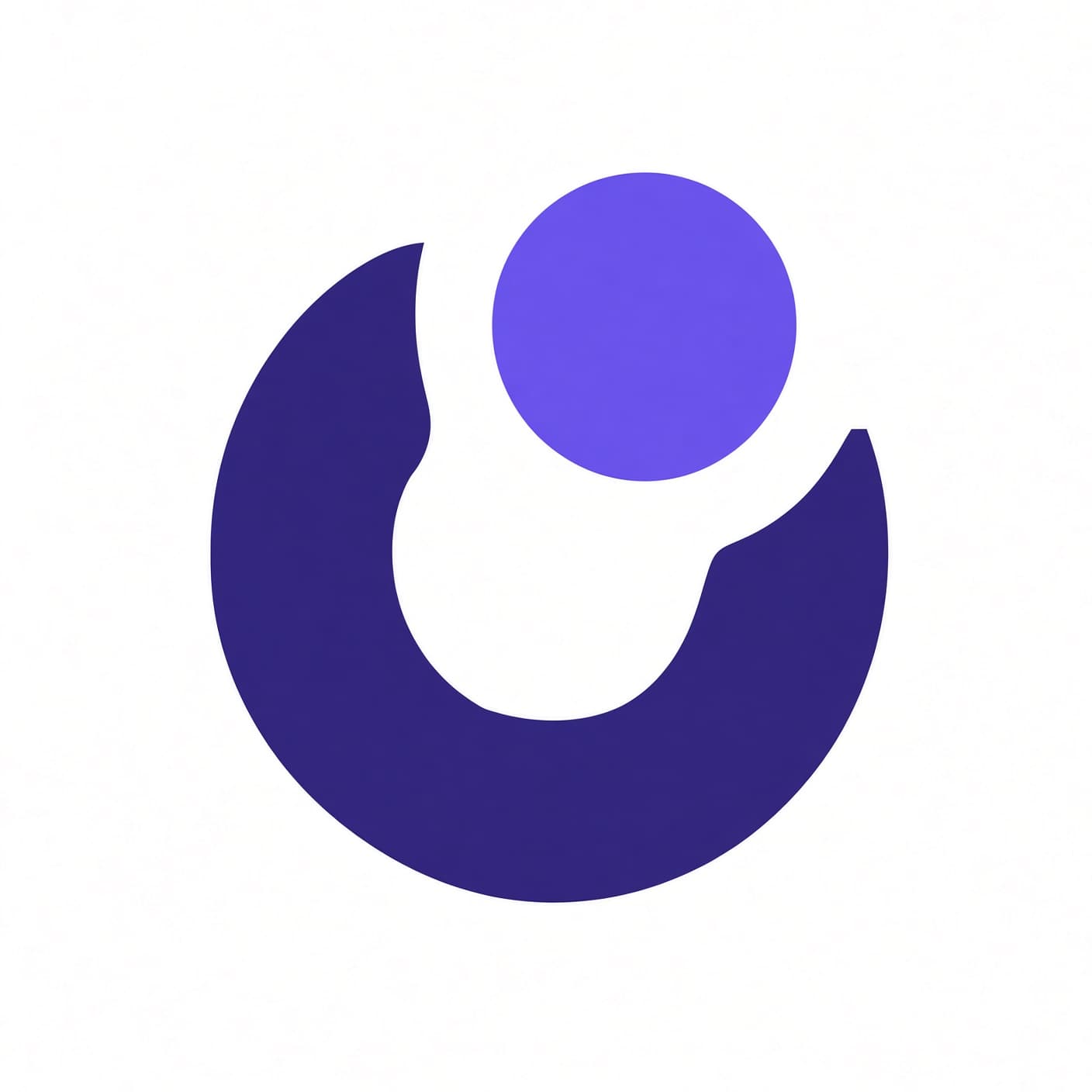 Dottr logo mark: a deep indigo crescent cupping a violet dot, on a white background.