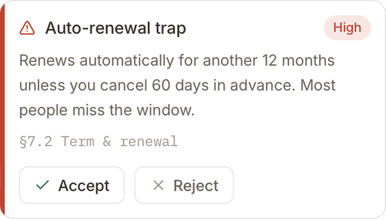 Dottr auto-renewal trap flag with plain-language explanation